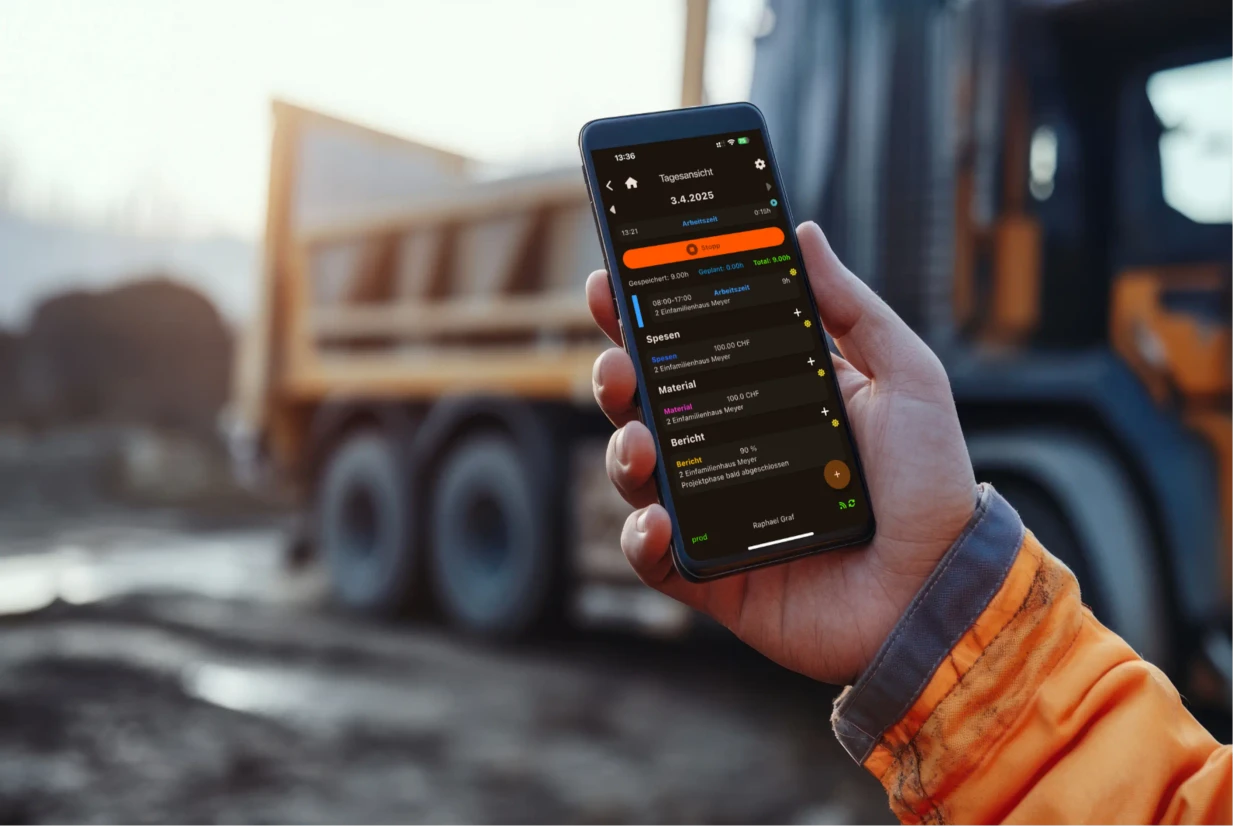 Smartphone mit Zeiterfassung