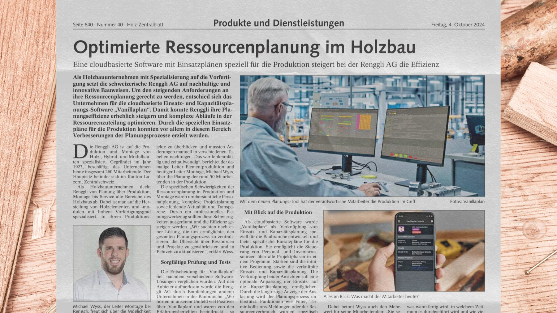 Holzfachzeitung über Vanillaplan