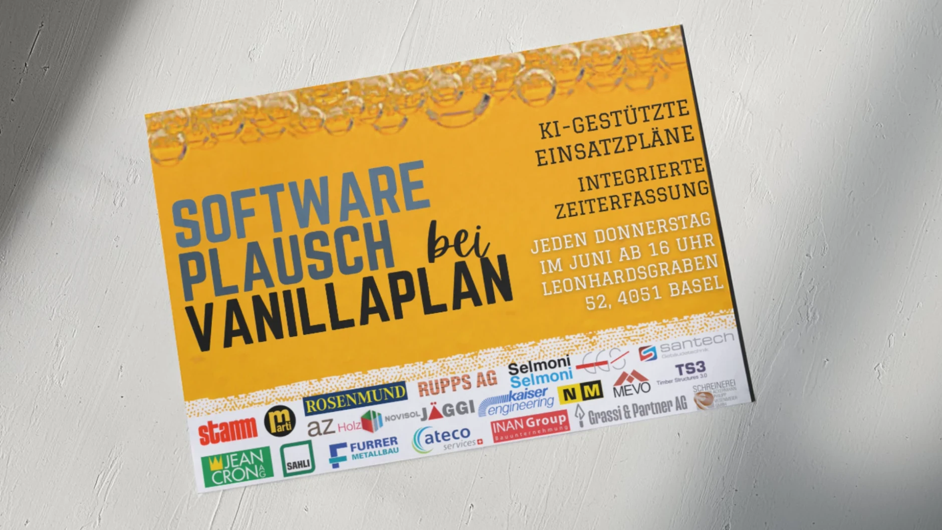 Flyer Softwareplausch chez Vanillaplan